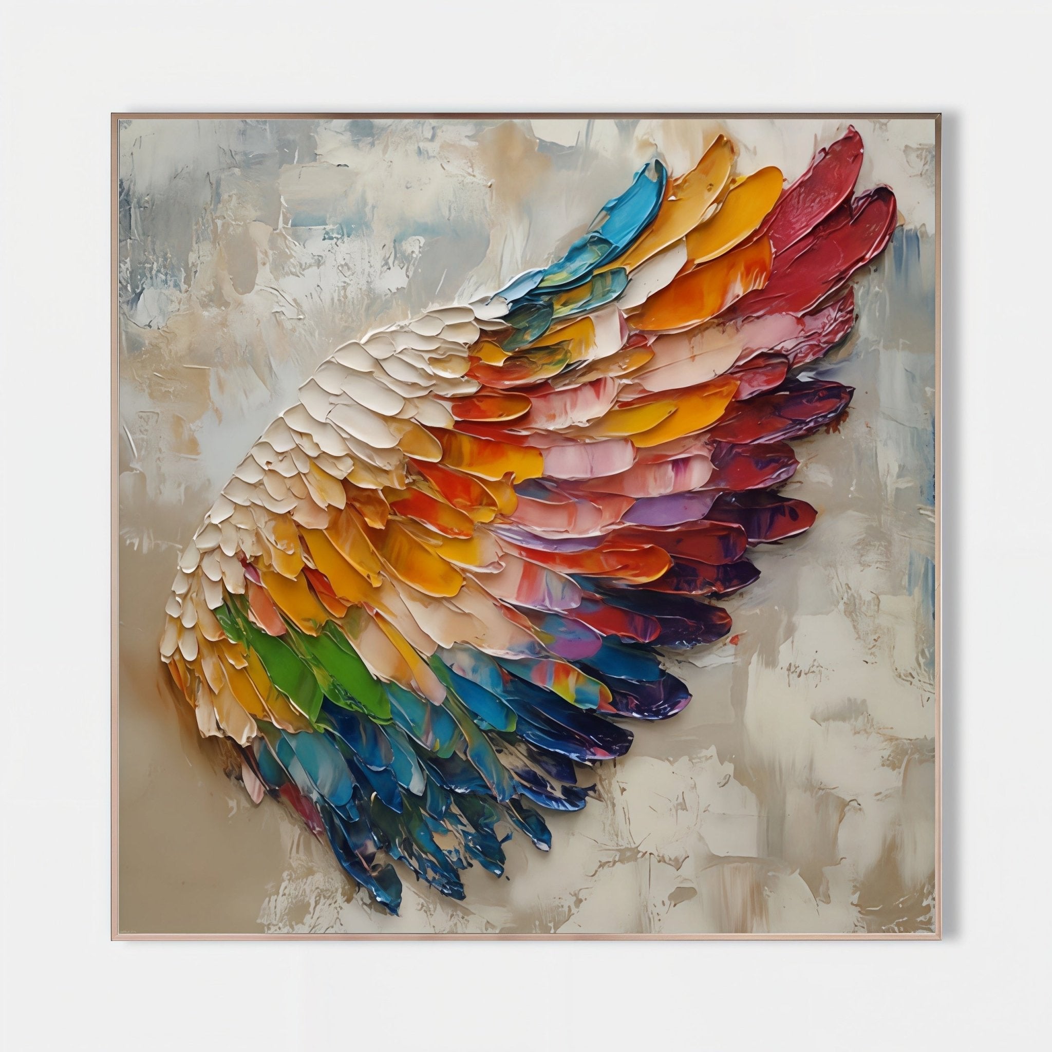3D Heavy Texture Rainbow Angel Wing Oil Painting JK0078 - Viral Wall Art